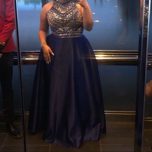 Royal blue formal dress.